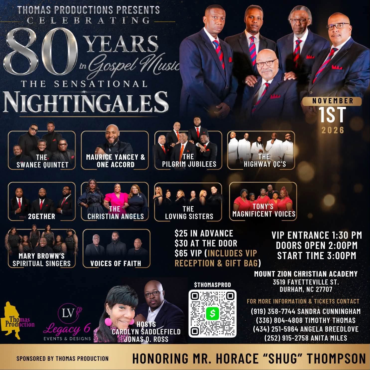 The Sensational Nightingales: 80 Years in Gospel Music event flyer